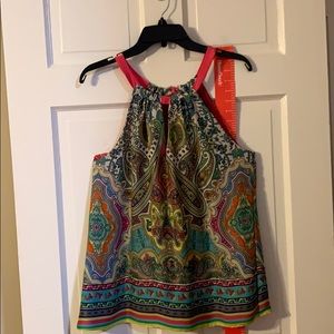 100% Silk gorgeous tank, vibrant print/colors